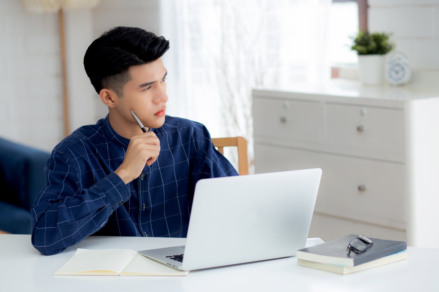 Business Man Planning Working and Using Laptop 